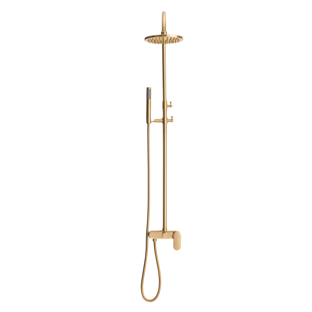 Brushed Gold Exposed Goose Neck Shower Set