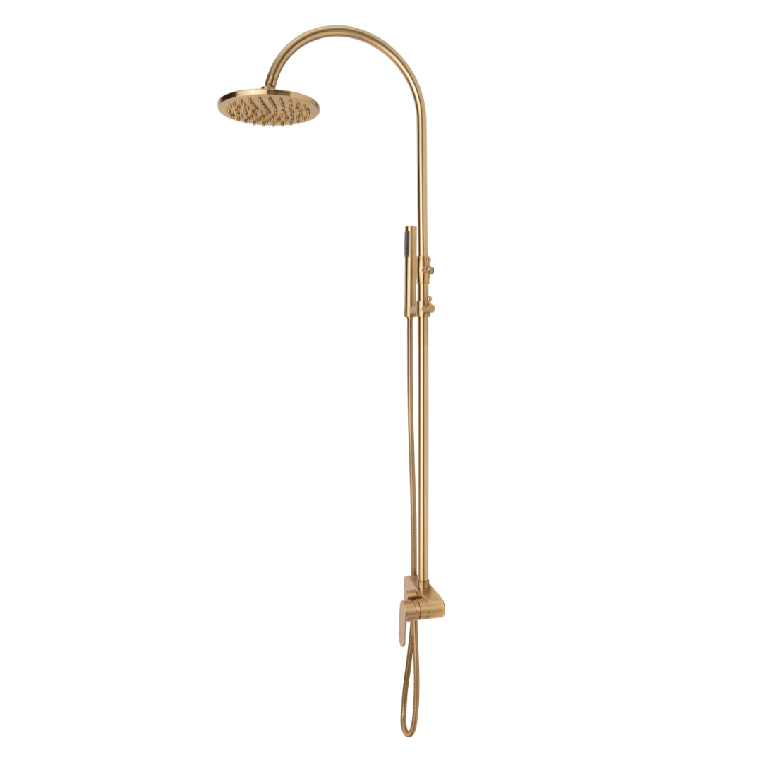 Brushed Gold Exposed Goose Neck Shower Set