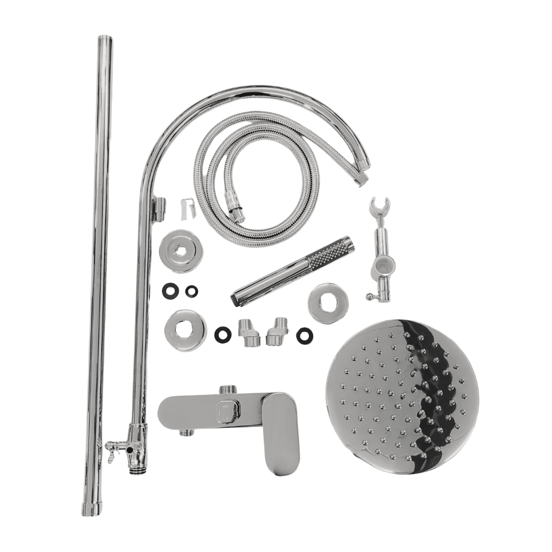 Chrome Exposed Goose Neck Shower Set