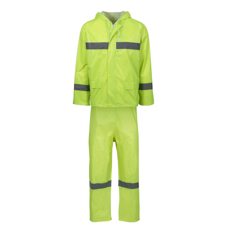 Rubberised Hi Viz Lime Reflective Rain Suit