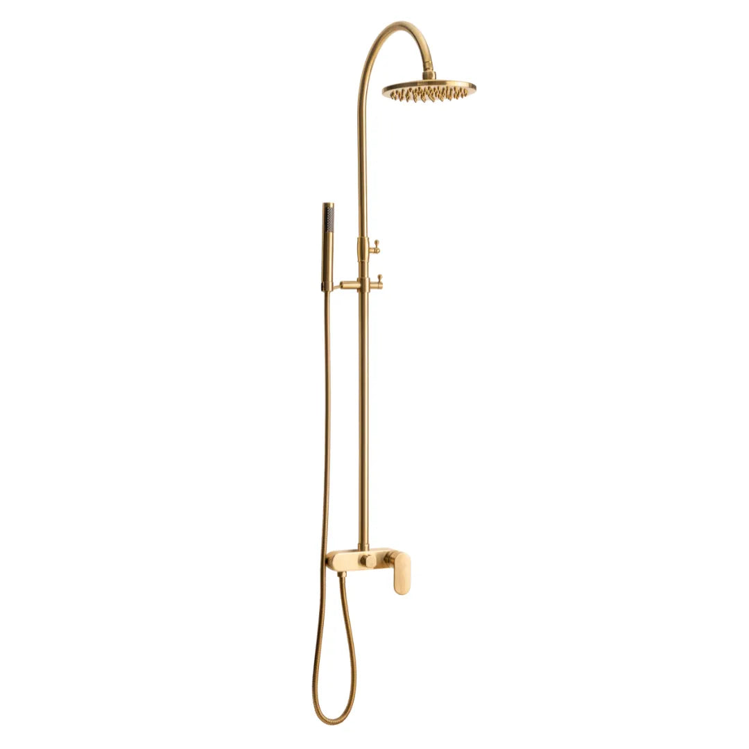 Brushed Gold Exposed Goose Neck Shower Set