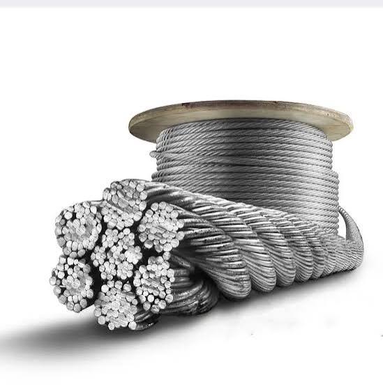 WIRE ROPE GALV 16MM {SOLD PER M} - STEEL CABLE - 6X36 FIBRE CORE Regular