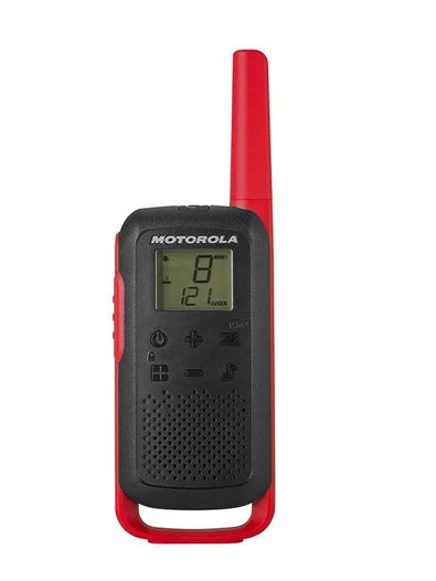 Motorola  T62 Portable to Portable Range: 1-2Km  Simple, easy, fun. Camping, exploring, on the beach or just playing in the garden, the TALK-ABOUT T62 walkie-talkie is perfect for staying in touch when at home or out and about.