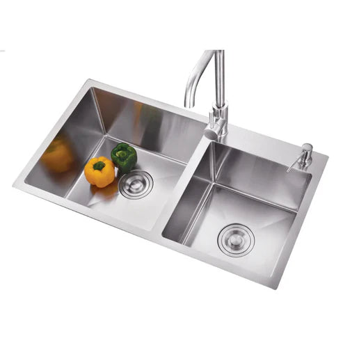 Chrome Kitchen Sink Obdulia Double Bowl