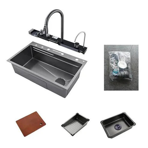 Black-Kitchen Sink with LED Display Multifunctional Complete - Large