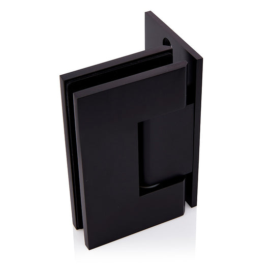 90° Wall to Glass Shower Door Hinge for Frameless Showers (Half Plate) Black (2)
