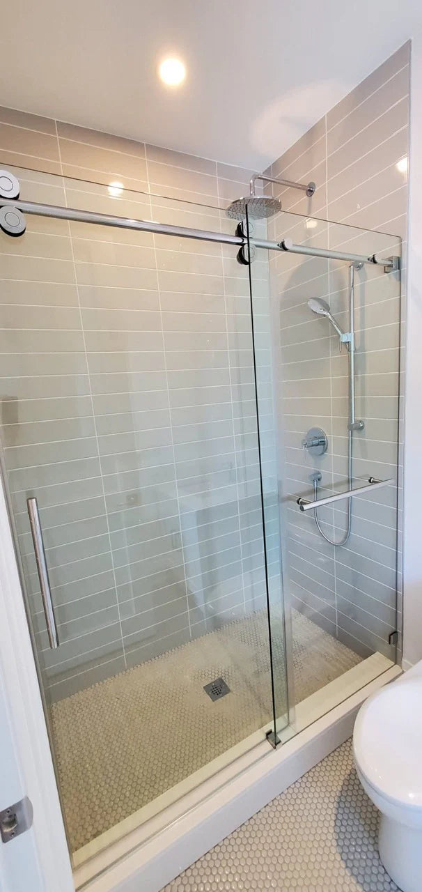 Chrome Frameless Slide Roller Shower Glass Door