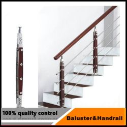 Stainless Steel Balustrade With Wooden Finish For Glass