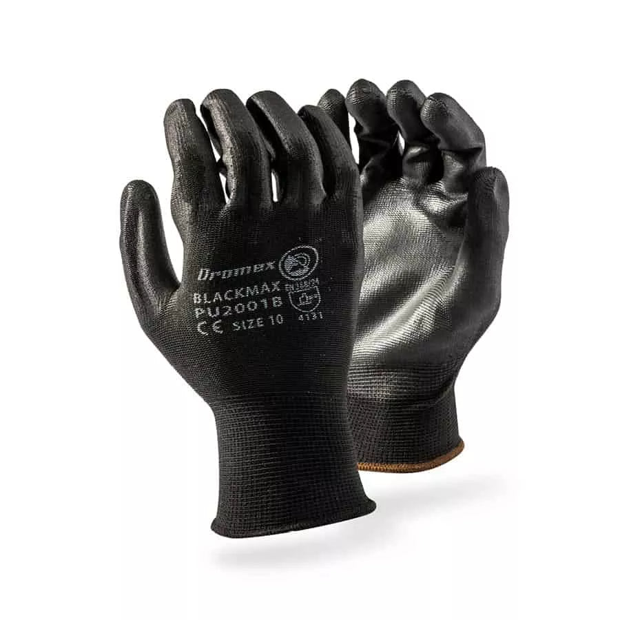 DROMEX INSPECTOR SEAMLESS BLACK MAX INSPECTORS GLOVES – PU PALM COATED