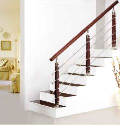 Stainless Steel Balustrade With Wooden Finish For Glass