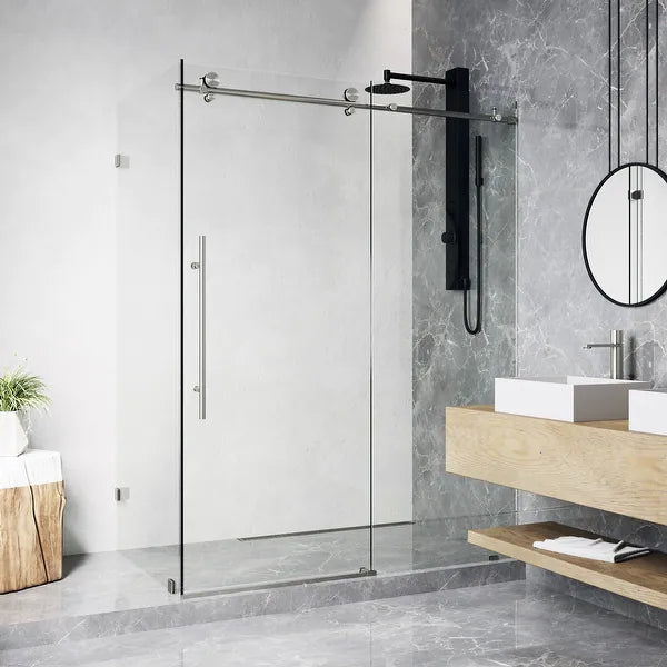 Chrome Frameless Slide Roller Shower Glass Door