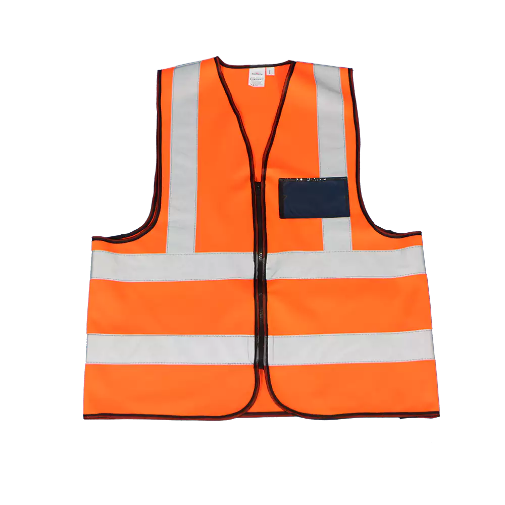 Orange Reflective Vest with Zip and ID Pocket