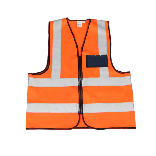 Orange Reflective Vest with Zip and ID Pocket