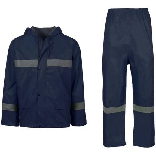 Rubberised Hi Viz Navy Reflective Rain Suit