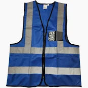 blue Reflective Vest with Zip and ID Pocket