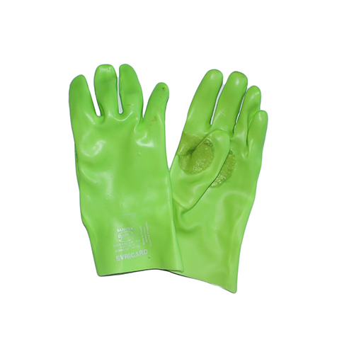 PPE Lime Green PVC Glove open cuff 27cm, Reinforced