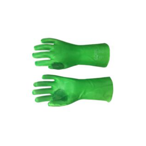 PPE Lime Green PVC Glove open cuff 35cm, Reinforced