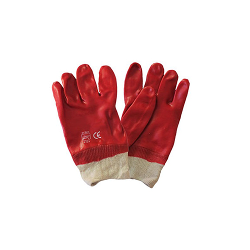 PPE PVC Red Rough Palm Heavy Duty Glove Knit wrist