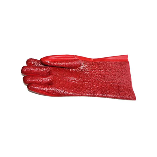 PPE PVC Red Rough Palm Heavy Duty Glove, Open cuff 27cm